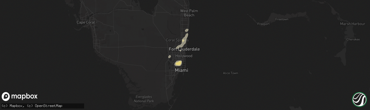 Hail map in Hollywood, FL on June 2, 2025