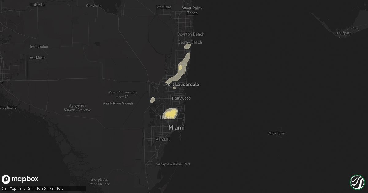 Hail map in Hollywood, FL on June 2, 2025
