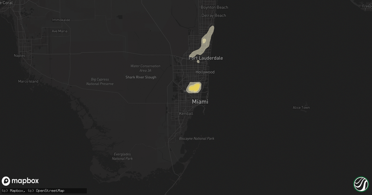 Hail map in Miami, FL on June 2, 2025