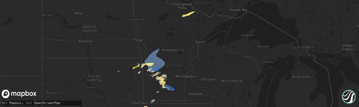 Hail map in Minnesota on June 2, 2025