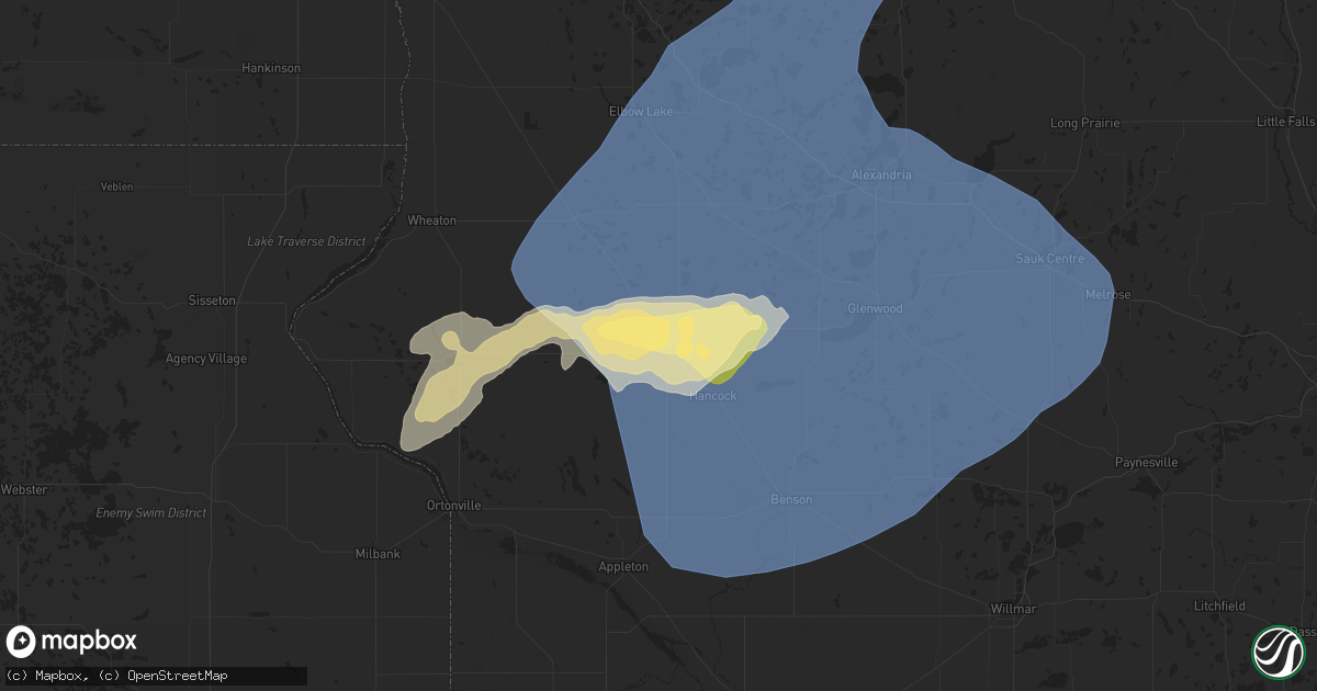 Hail map in Morris, MN on June 2, 2025