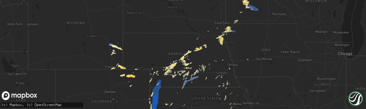 Hail map in Nebraska on June 2, 2025