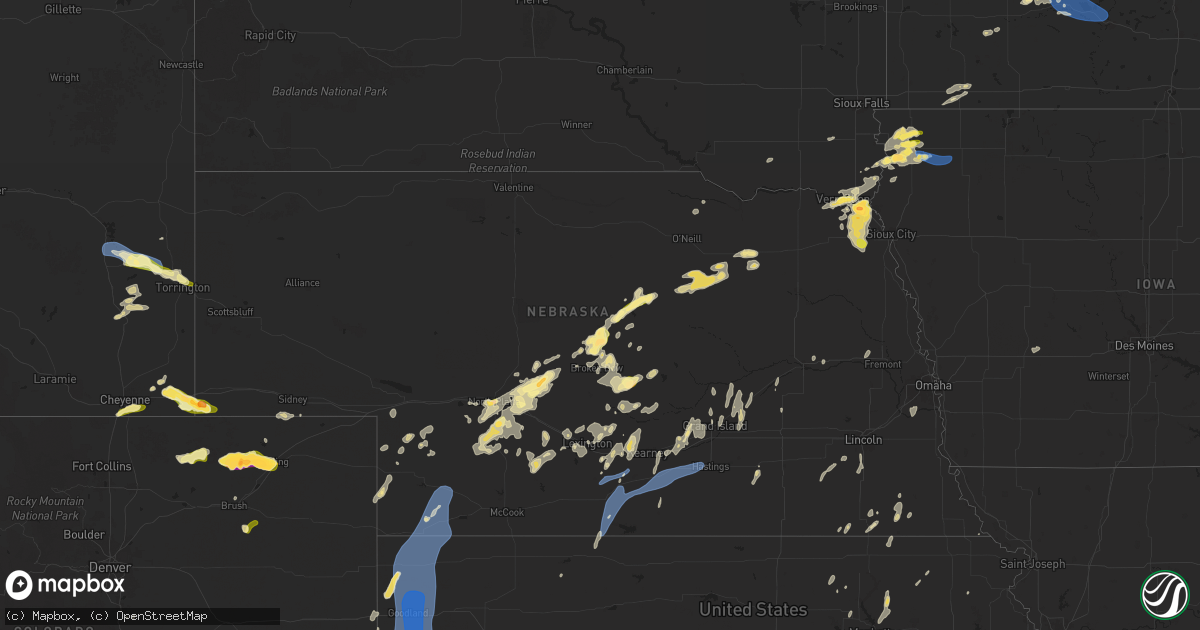 Hail map in Nebraska on June 2, 2025