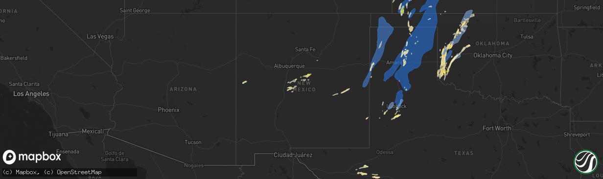 Hail map in New Mexico on June 2, 2025