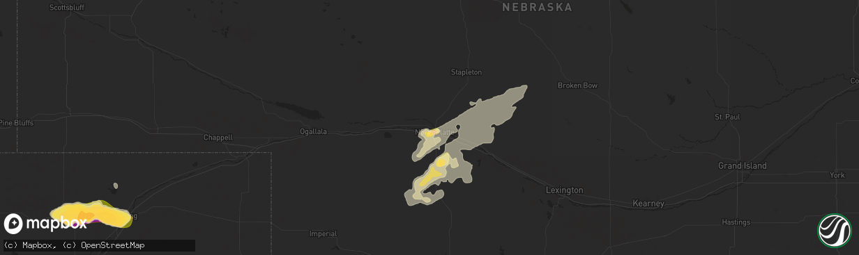 Hail map in North Platte, NE on June 2, 2025