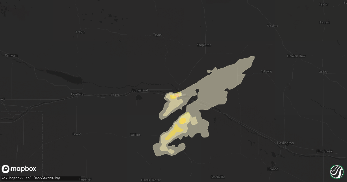 Hail map in North Platte, NE on June 2, 2025