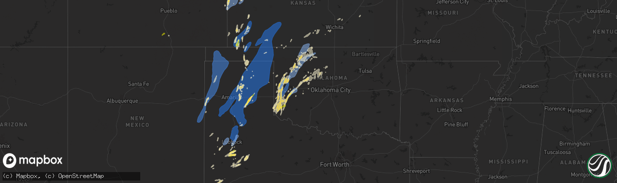 Hail map in Oklahoma on June 2, 2025