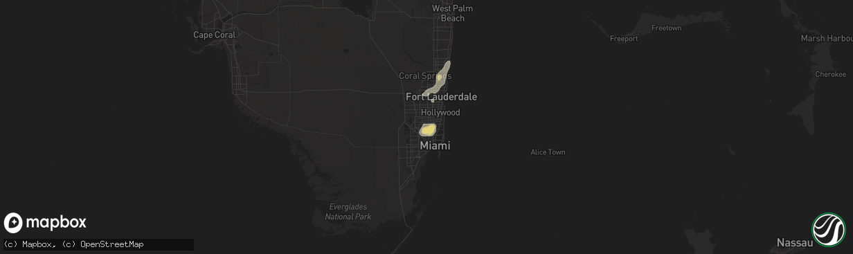 Hail map in Opa Locka, FL on June 2, 2025