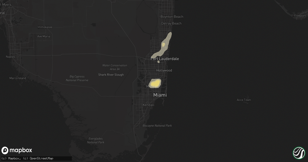 Hail map in Opa Locka, FL on June 2, 2025
