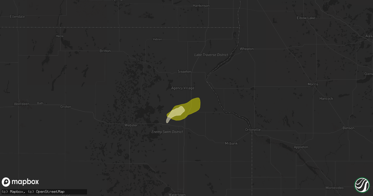 Hail map in Peever, SD on June 2, 2025