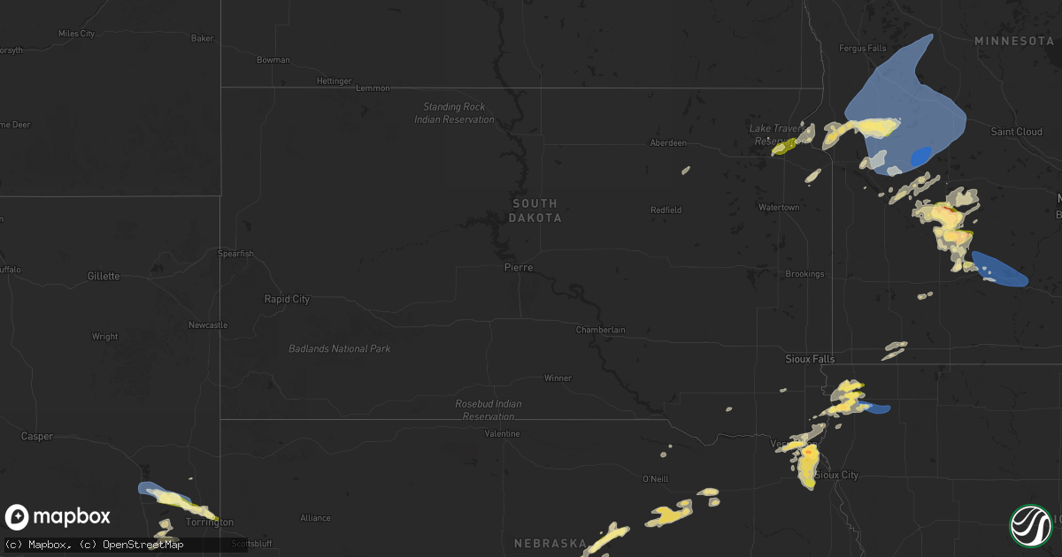 Hail map in South Dakota on June 2, 2025