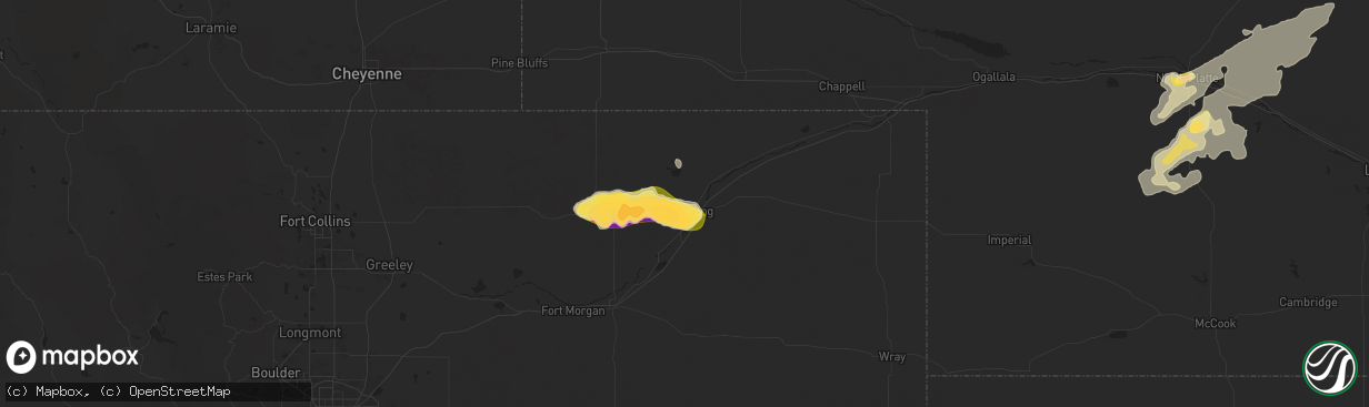 Hail map in Sterling, CO on June 2, 2025