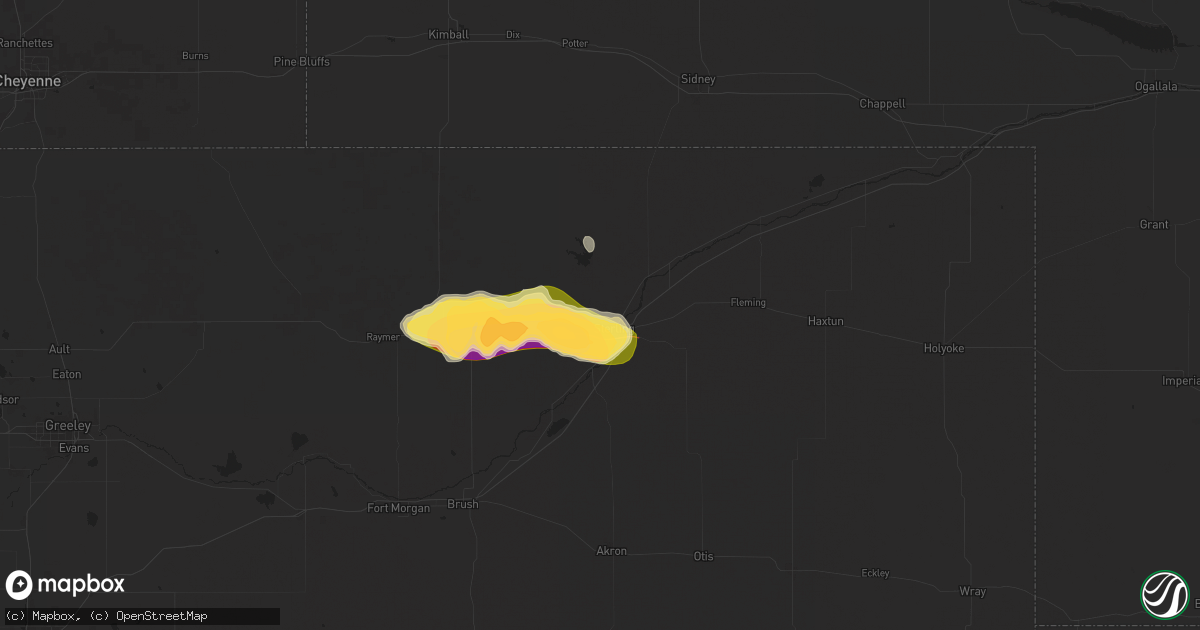 Hail map in Sterling, CO on June 2, 2025
