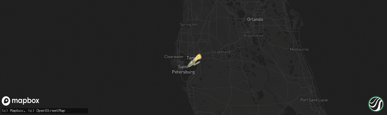 Hail map in Tampa, FL on June 2, 2025
