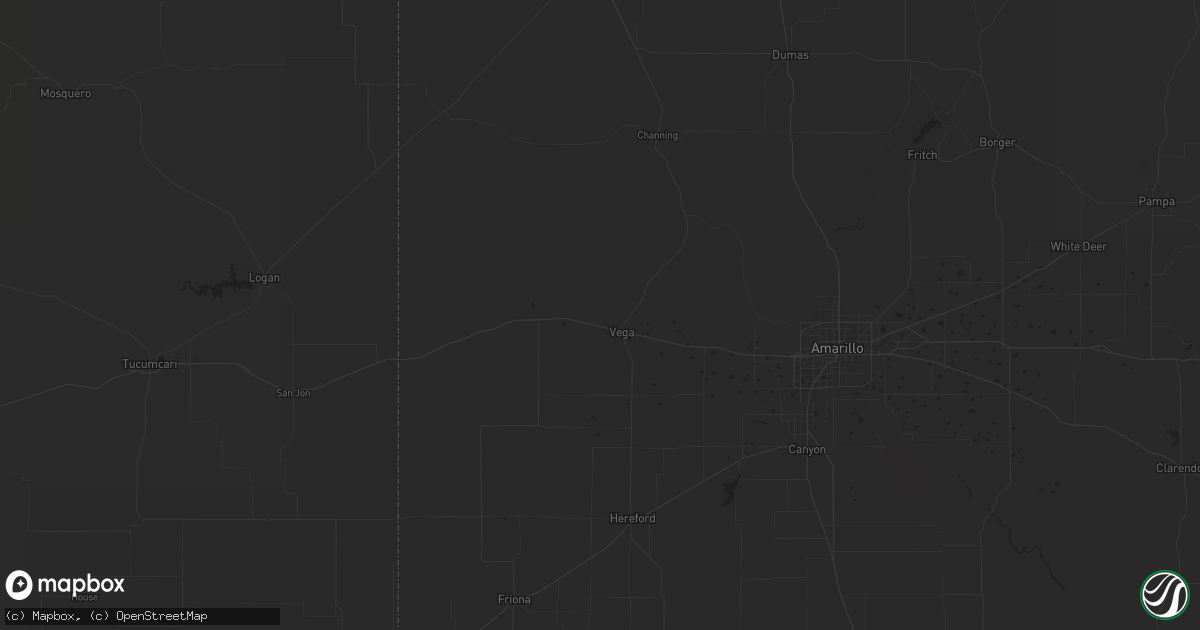 Hail map in Vega, TX on June 2, 2025