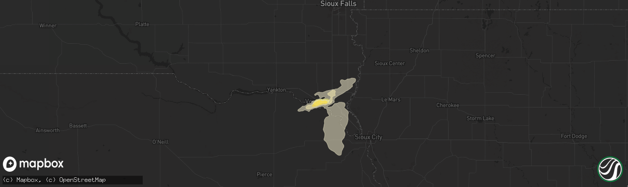 Hail map in Vermillion, SD on June 2, 2025
