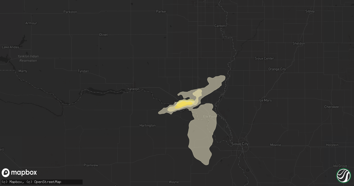 Hail map in Vermillion, SD on June 2, 2025