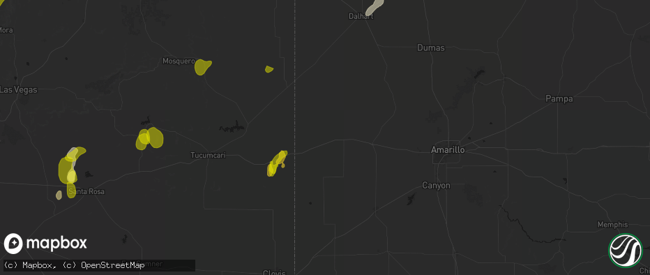 Hail map in Adrian, TX on June 2, 2026