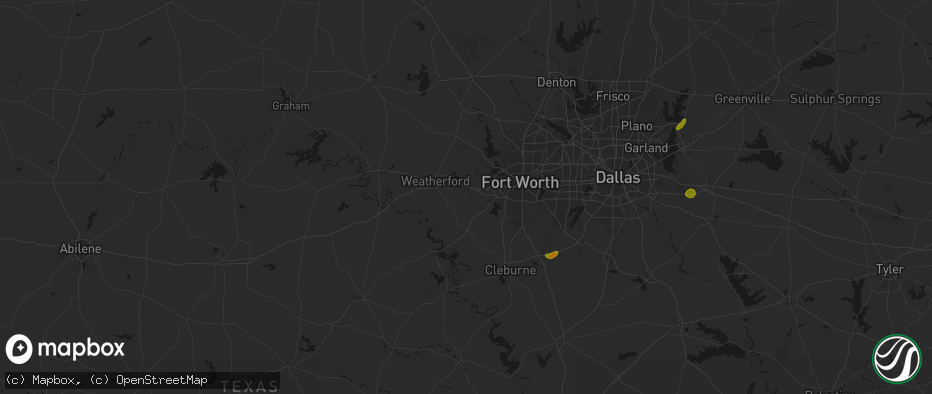 Hail map in Aledo, TX on June 2, 2026