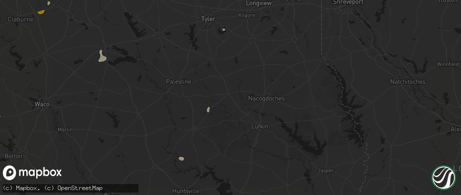 Hail map in Alto, TX on June 2, 2026