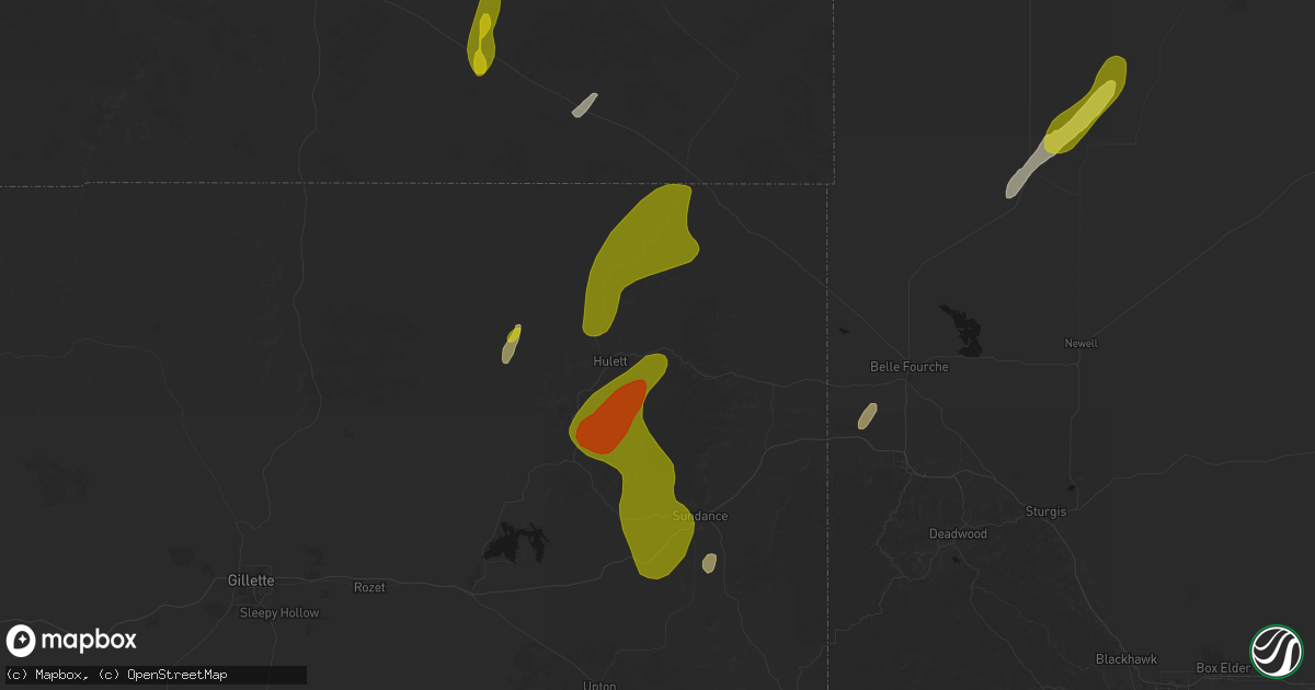 Hail map in Alva, WY on June 2, 2026