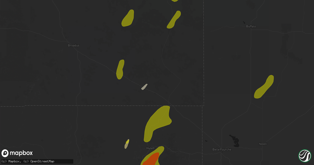 Hail map in Alzada, MT on June 2, 2026