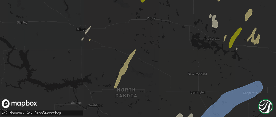 Hail map in Anamoose, ND on June 2, 2026