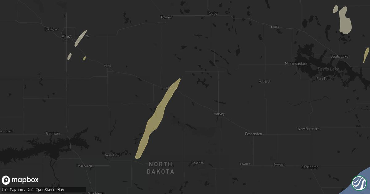 Hail map in Anamoose, ND on June 2, 2026