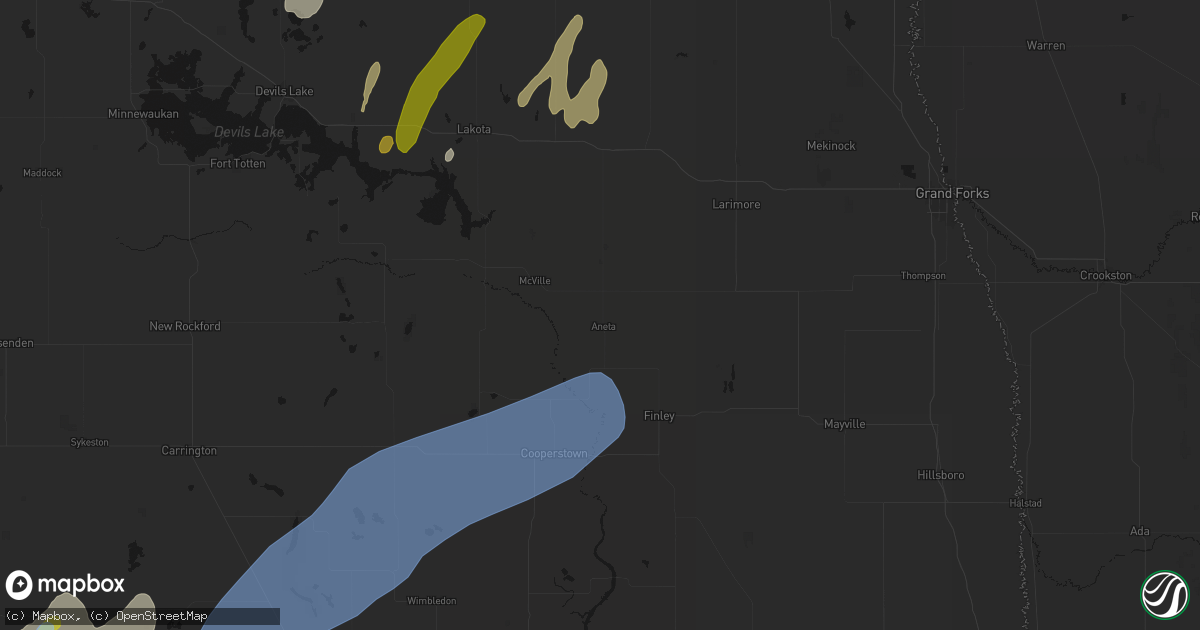 Hail map in Aneta, ND on June 2, 2026