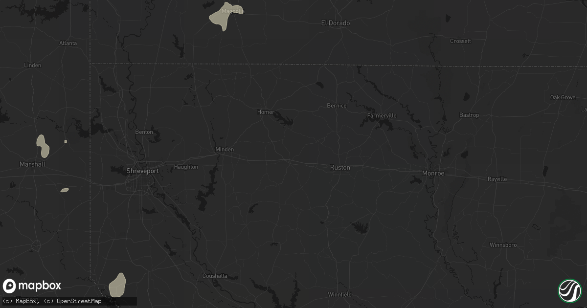 Hail map in Arcadia, LA on June 2, 2026