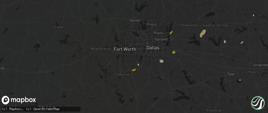 Hail map in Arlington, TX on June 2, 2026