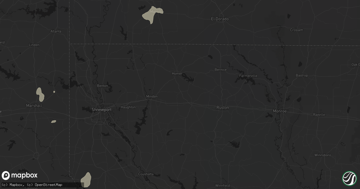 Hail map in Athens, LA on June 2, 2026