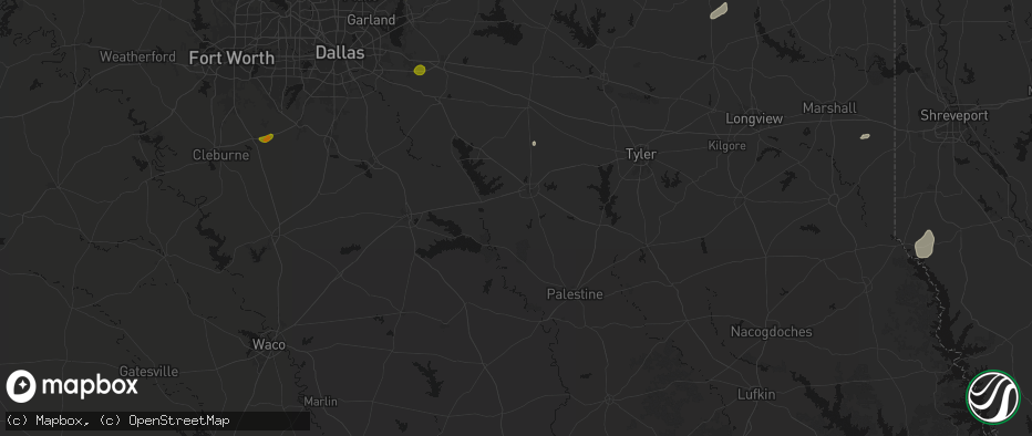 Hail map in Athens, TX on June 2, 2026
