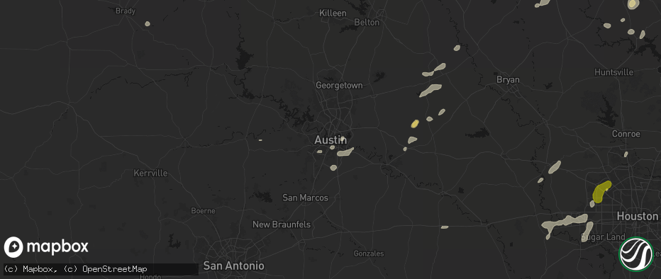 Hail map in Austin, TX on June 2, 2026