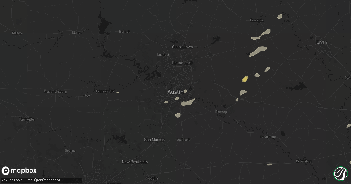 Hail map in Austin, TX on June 2, 2026