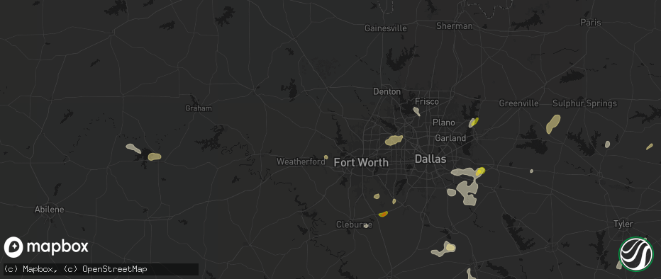Hail map in Azle, TX on June 2, 2026