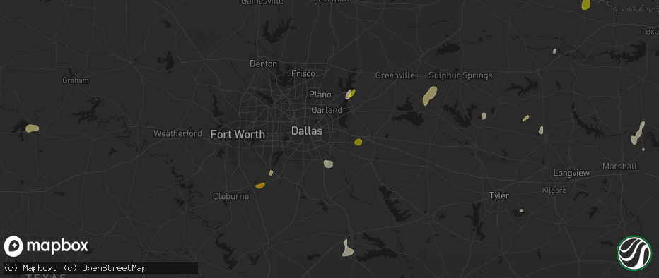 Hail map in Balch Springs, TX on June 2, 2026