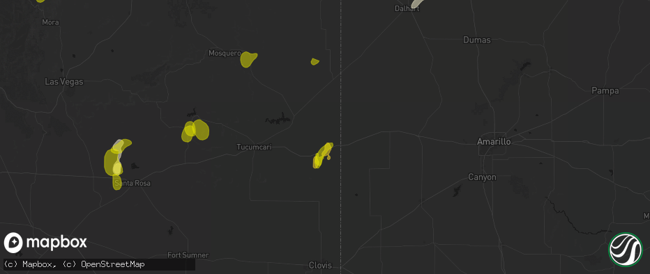Hail map in Bard, NM on June 2, 2026
