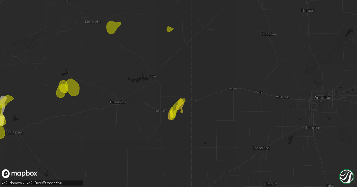 Hail map in Bard, NM on June 2, 2026