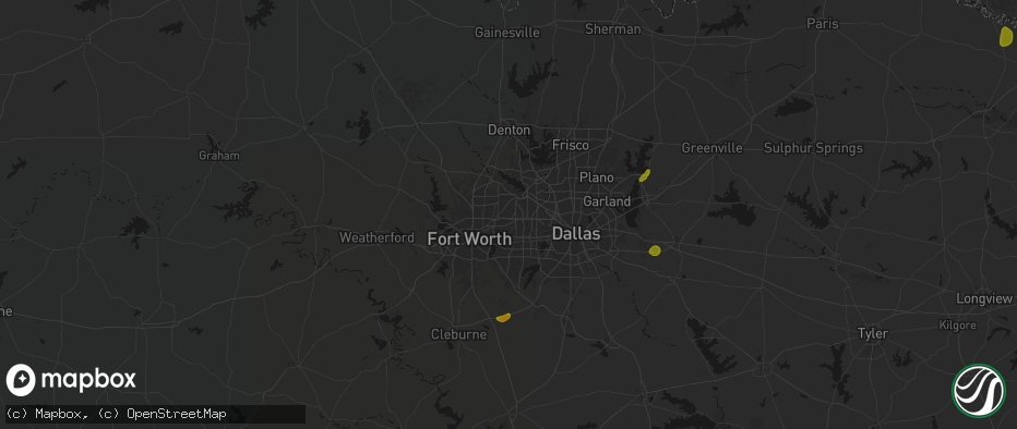 Hail map in Bedford, TX on June 2, 2026