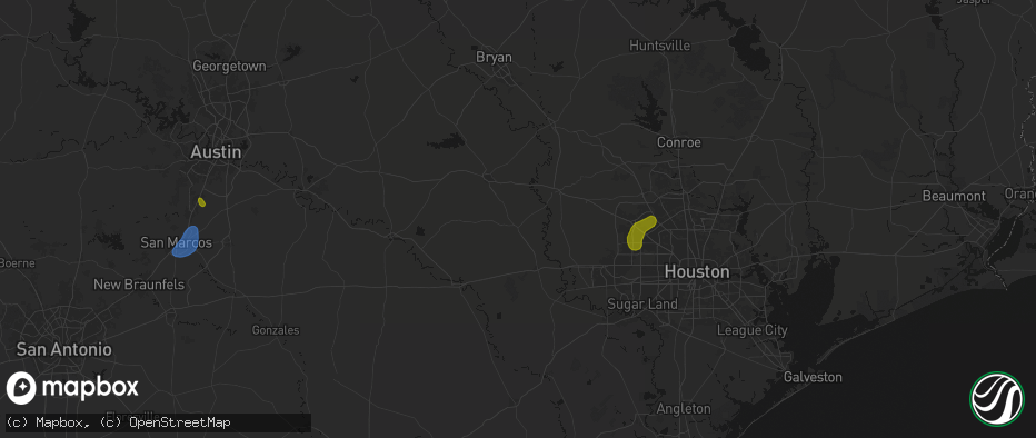 Hail map in Bellville, TX on June 2, 2026