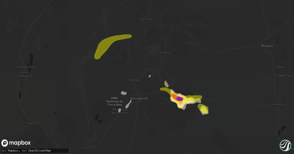 Hail map in Bent, NM on June 2, 2026