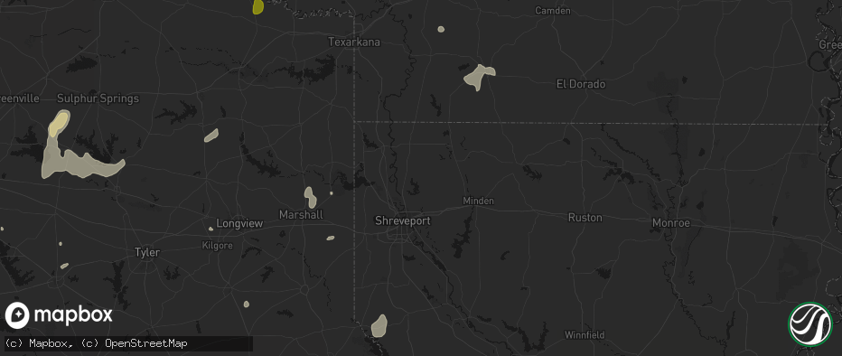 Hail map in Benton, LA on June 2, 2026