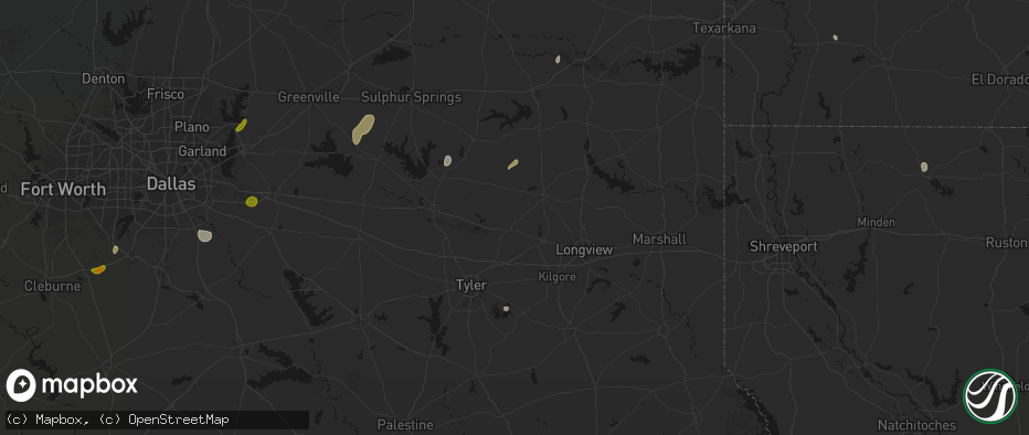 Hail map in Big Sandy, TX on June 2, 2026