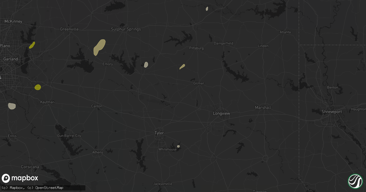 Hail map in Big Sandy, TX on June 2, 2026