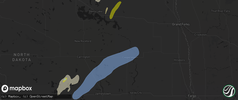 Hail map in Binford, ND on June 2, 2026