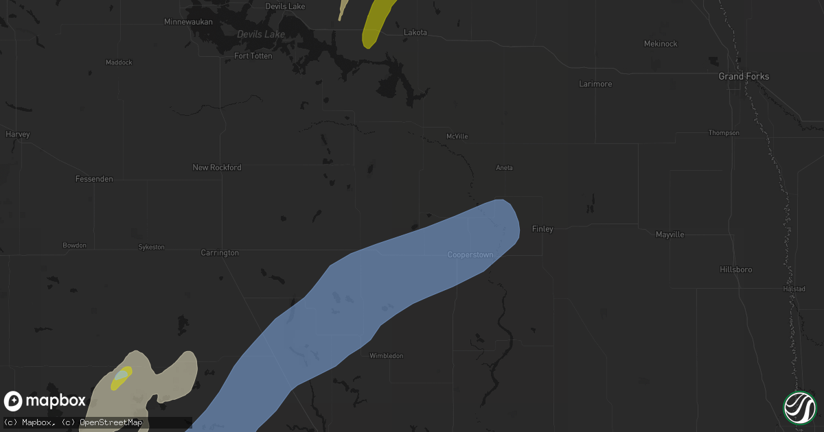 Hail map in Binford, ND on June 2, 2026