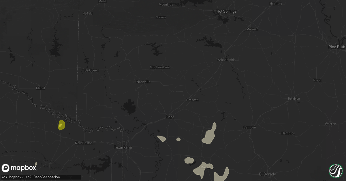 Hail map in Blevins, AR on June 2, 2026