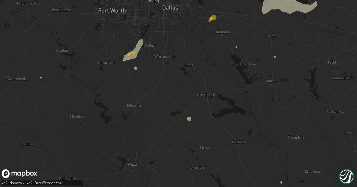 Hail map in Blooming Grove, TX on June 2, 2026