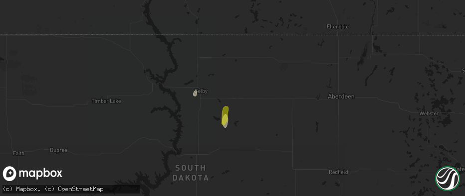 Hail map in Bowdle, SD on June 2, 2026